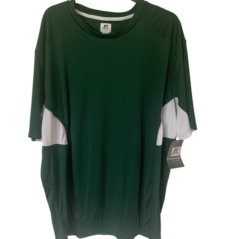 Russell Athletic Mens XXL Green White Athletic Tee NWT Colorblock‎ 2012